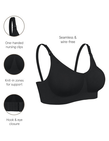 Sujetador de Lactancia Bravado Body Silk Sin Costuras Negro Pequeño