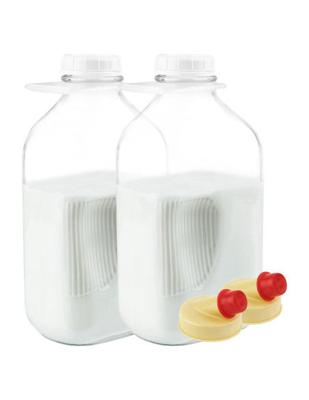 Botellas de Vidrio para Leche Kitchentoolz 1.81 kg - Paquete de 2 Botellas de Vidrio para Leche Kitchentoolz 1.81 kg - Paquete de 2