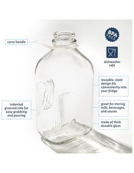 Botellas de Vidrio para Leche Kitchentoolz 1.81 kg - Paquete de 2 Botellas de Vidrio para Leche Kitchentoolz 1.81 kg - Paquete de 2