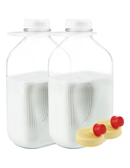 Botellas de Vidrio para Leche Kitchentoolz 1.81 kg - Paquete de 2 Botellas de Vidrio para Leche Kitchentoolz 1.81 kg - Paquete de 2
