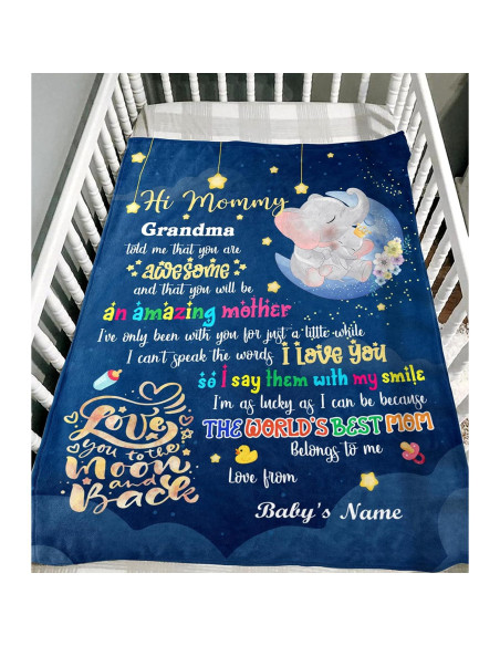 Manta Personalizada para Nueva Mamá Bebé Elefante Sherpa Manta Personalizada para Nueva Mamá Bebé Elefante Sherpa