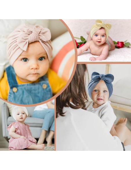 Sombrero de Bebé Zando 4PCS Algodón con Lazo 0-2 años Sombrero de Bebé Zando 4PCS Algodón con Lazo 0-2 años