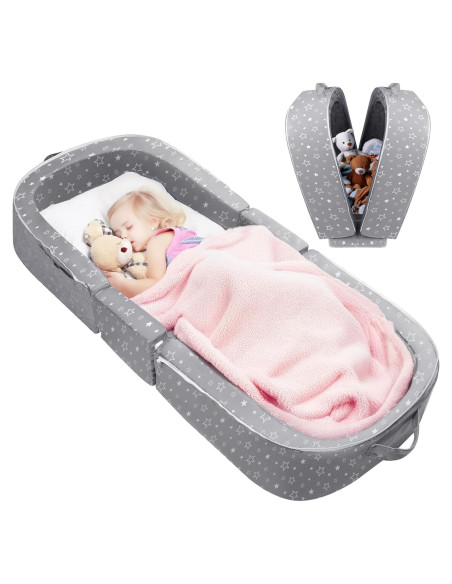 Cama de viaje plegable REAWUL para niños, 58.4x22.9cm, Gris Cama de viaje plegable REAWUL para niños, 58.4x22.9cm, Gris
