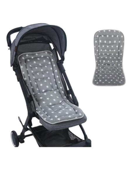 Forro de Asiento Universal para Cochecito Bebé Algodón Gris Forro de Asiento Universal para Cochecito Bebé Algodón Gris
