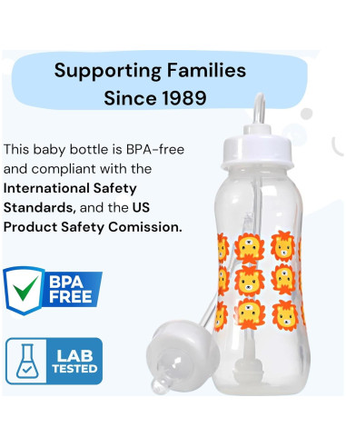 Botella Anti-Cólico Sin Manos 9 oz - León para Bebés 3m+