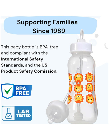 Botella Anti-Cólico Sin Manos 9 oz - León para Bebés 3m+ Botella Anti-Cólico Sin Manos 9 oz - León para Bebés 3m+