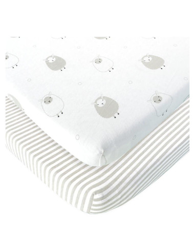 Sábanas Ajustadas para Cuna Lateral Joey + Joan 100% Algodón - Gris - Paquete de 2