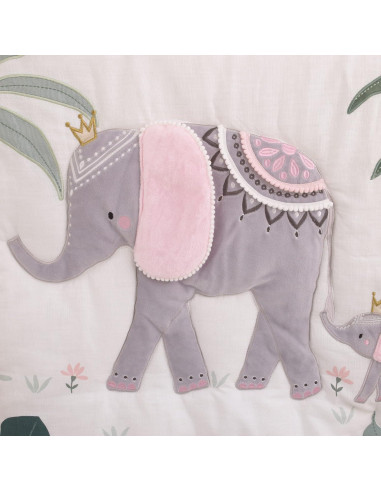 Juego de Cuna NoJo Princesa Tropical 4 Piezas Rosa y Verde