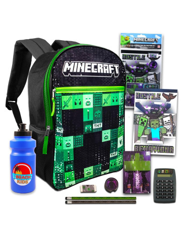 Conjunto Mochila Minecraft 40.64 cm + Suministros Escolares