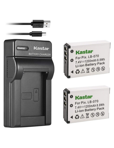 Kastar Paquete 2 Baterías + Cargador USB para Kodak LB-070