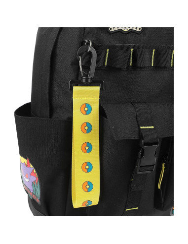 Mochila Negra Pokémon 19" con Parches de Pikachu y Amigos