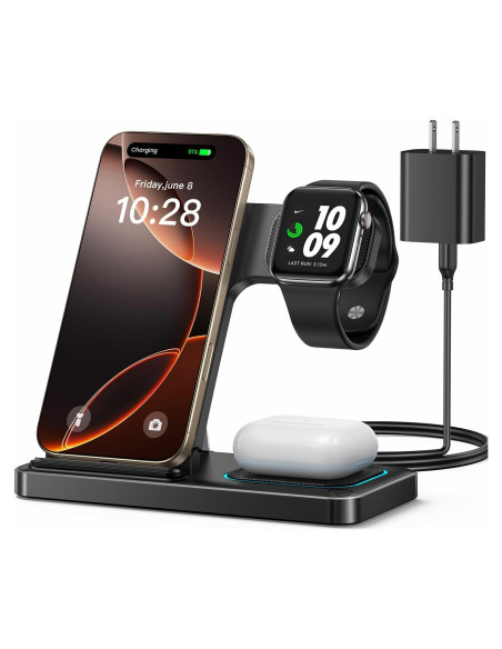 Cargador Inalámbrico DUMTERR 3 en 1 para iPhone y Apple Watch Cargador Inalámbrico DUMTERR 3 en 1 para iPhone y Apple Watch