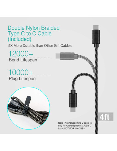 Cargador Rápido Tipo C para Coche 45W Dongguan con Cable 1.22m