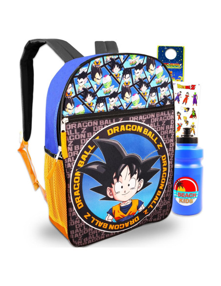 Mochila Escolar Dragon Ball Z Niños + Botella y Stickers Mochila Escolar Dragon Ball Z Niños + Botella y Stickers