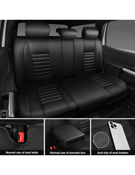 Fundas de Asiento de Cuero Nappa CAR PASS Juego Completo Negro Fundas de Asiento de Cuero Nappa CAR PASS Juego Completo Negro