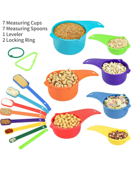 Juego de Tazas y Cucharas Medidoras Zoyizi 15 Piezas Plástico Juego de Tazas y Cucharas Medidoras Zoyizi 15 Piezas Plástico