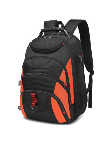 Mochila Boavan para Laptop 17.3" Impermeable Negro/Naranja
