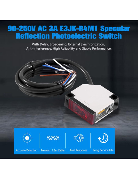 Interruptor Fotoeléctrico AUNMAS E3JK-R4M1 AC 90-250V IP65 Interruptor Fotoeléctrico AUNMAS E3JK-R4M1 AC 90-250V IP65