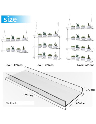 Estante Colgante de Plantas ZerzSemp 3 Niveles 40.64x15.24 cm
