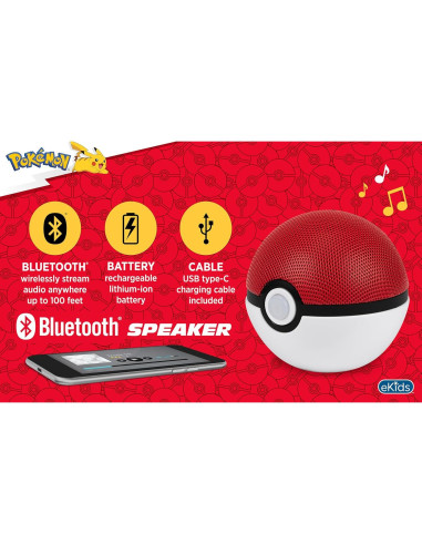 Altavoz Bluetooth eKids Pokeball Portátil 10h Batería USB-C