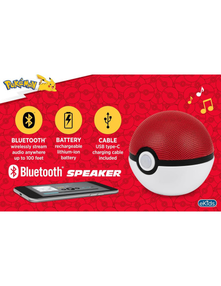 Altavoz Bluetooth eKids Pokeball Portátil 10h Batería USB-C Altavoz Bluetooth eKids Pokeball Portátil 10h Batería USB-C