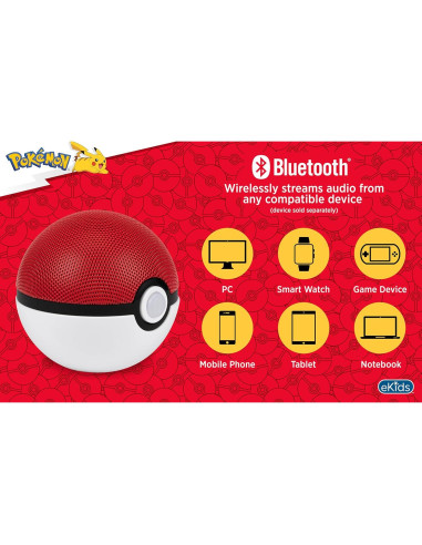 Altavoz Bluetooth eKids Pokeball Portátil 10h Batería USB-C