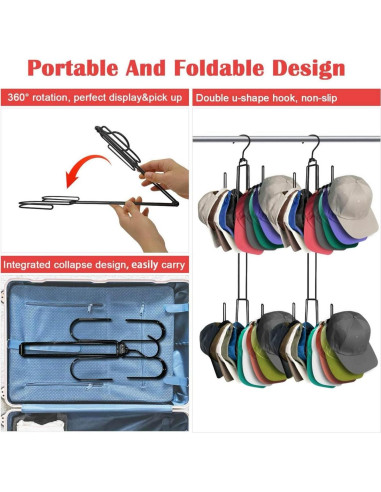 Organizador de Sombreros Plegable Homivale, Soporta 40 Gorras