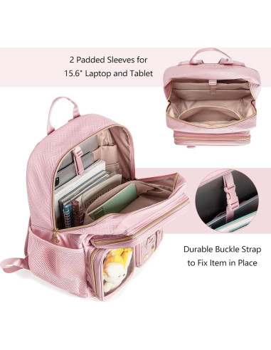 Mochila Ita Bag Prokva Rosa para Laptop y Pins Kawaii 19L