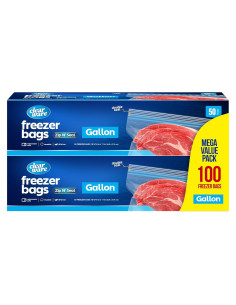 Bolsas de Congelador Reutilizables CLEARWARE - 100 Unidades, 1 Galón, Cierre Doble Cremallera, A Prueba de Microondas