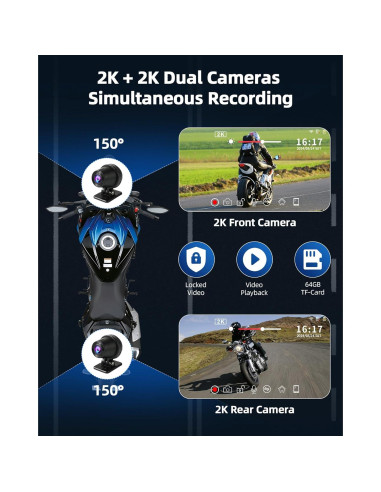 Pantalla CarPlay 7" Jelkuz MT10 con cámara dual 2K y GPS