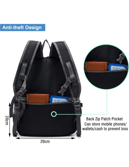 Mochila Plegable YZAOLL 20L Ligera Impermeable Negra Mochila Plegable YZAOLL 20L Ligera Impermeable Negra