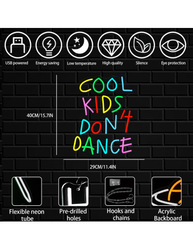 Letrero de Neón Cool Kids No Bailan LED 40x29 cm Regulable