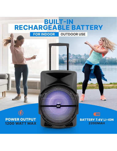 Altavoz PA portátil Pyle 1200W Bluetooth con USB y FM