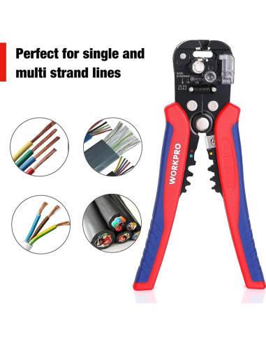 Juego de Pelacables WORKPRO 8" Autoajustables y Multi-Herramienta