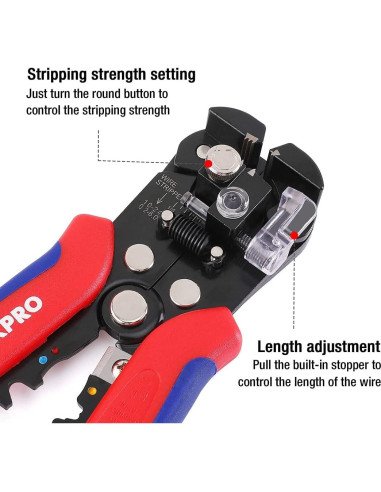 Juego de Pelacables WORKPRO 8" Autoajustables y Multi-Herramienta