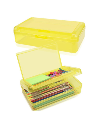 Estuche de Lápices SFLHHDM Amarillo Doble Capa 20.8x11.7cm