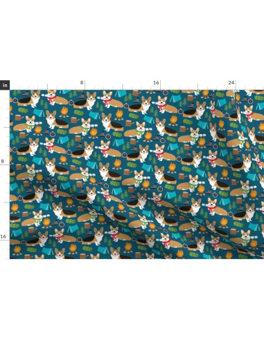 Tela Chiffon Spoonflower Corgi Camping 137 cm 100% Poliéster