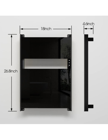 Toallero Calentado Evokor con Vidrio Templado Negro 68x46 cm