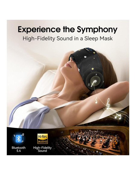 MUSICOZY Máscara de Sueño Bluetooth de Seda Morera con Sonido HD MUSICOZY Máscara de Sueño Bluetooth de Seda Morera con Sonido HD