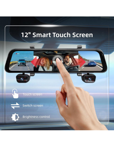 Cámara de Espejo Retrovisor Gloryes A980 360 Wi-Fi 12"