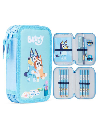 Estuche de Lápices Bluey con Material Escolar - 2 Compartimentos