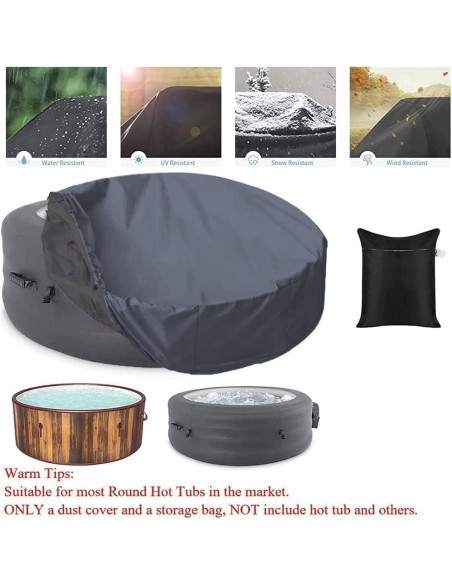 Cubierta de Jacuzzi UCARE Redonda Impermeable 230x110cm Gris Cubierta de Jacuzzi UCARE Redonda Impermeable 230x110cm Gris