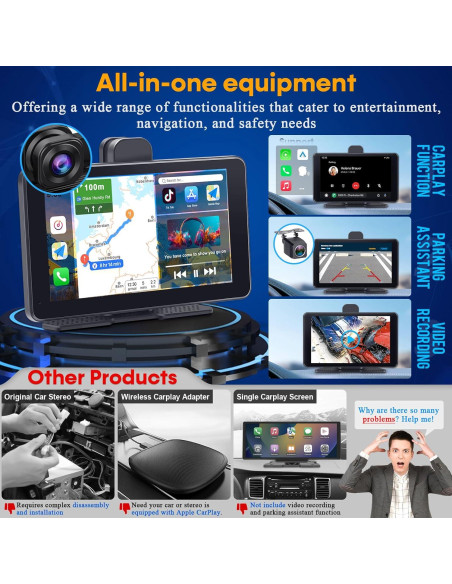 Pantalla Portátil Carplay AMTIFO A28 7" GPS Bluetooth Pantalla Portátil Carplay AMTIFO A28 7" GPS Bluetooth