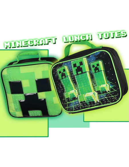 Caja de Almuerzo Aislada Bioworld Minecraft Creeper 24x20cm Caja de Almuerzo Aislada Bioworld Minecraft Creeper 24x20cm