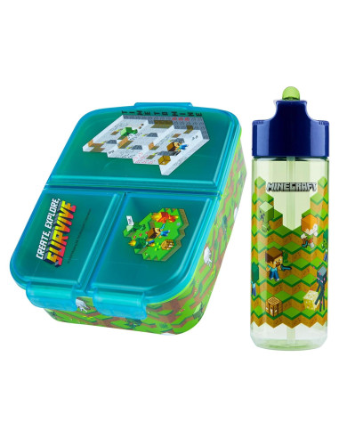 Set Caja de Almuerzo y Botella de Agua Minecraft 340ml
