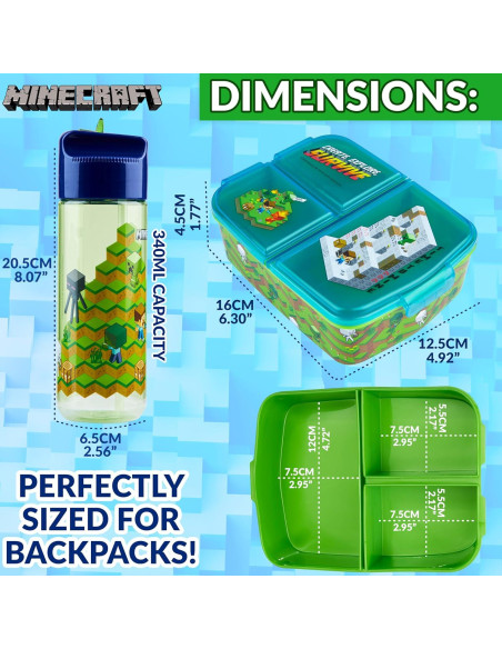 Set Caja de Almuerzo y Botella de Agua Minecraft 340ml Set Caja de Almuerzo y Botella de Agua Minecraft 340ml