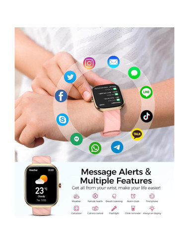 Reloj Inteligente EGQINR P103 Rosa AMOLED 2.06" Salud 24/7