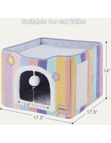Cama para Gatos Jiupety Arcoíris 2-en-1 Plegable 45cm