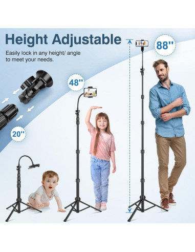 Trípode Ajustable Nineigh 88" para iPhone y Smartphone