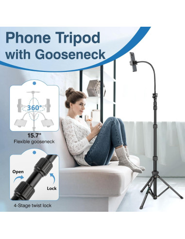 Trípode Ajustable Nineigh 88" para iPhone y Smartphone